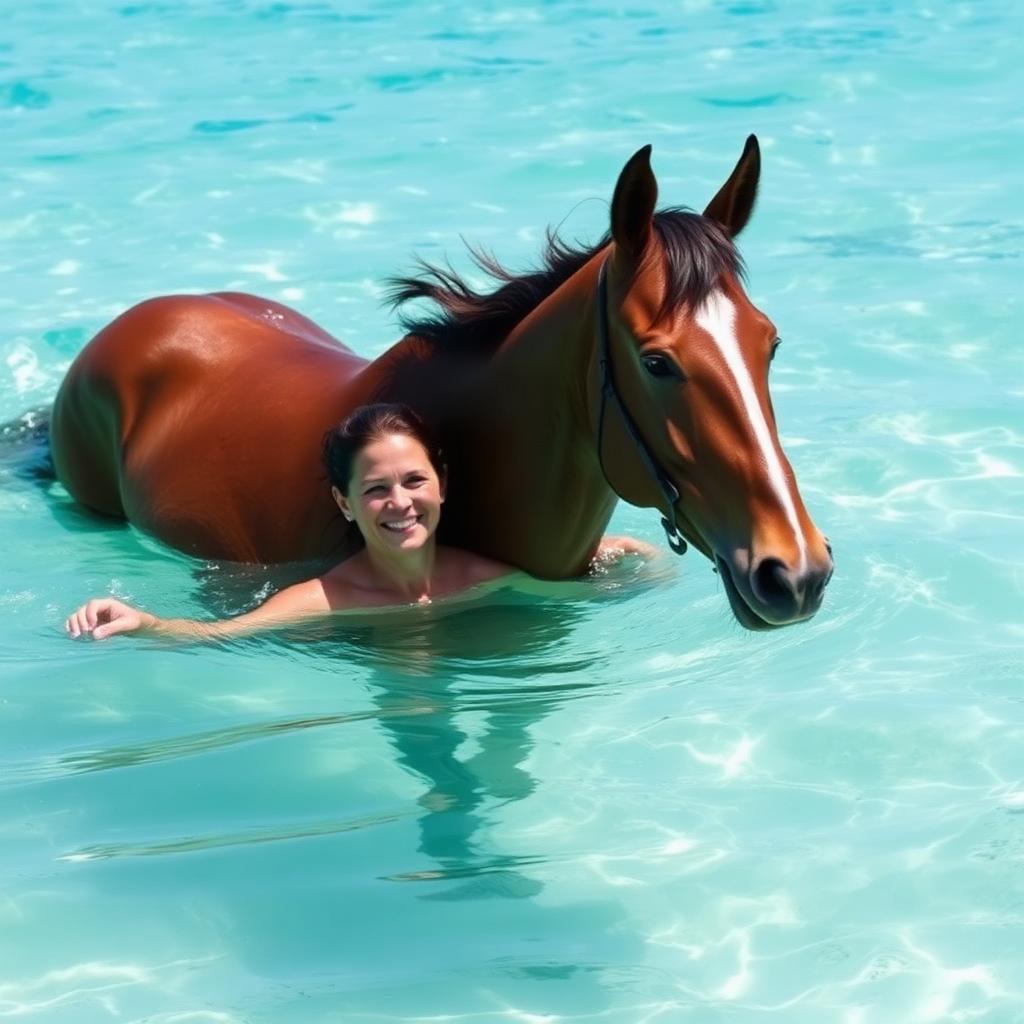 Swim With the Horses at Paradise Stable Mauritius